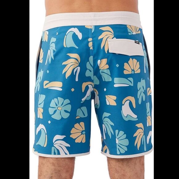 O'Neill Mens 18” Tropical Print Boardshorts, Quick Dry in Blue. 32” Waist. NWT - Picture 4 of 16